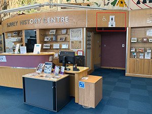 Location of accessible toilet at Surrey History Centre