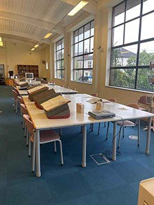 Searchroom tables at Surrey History Centre