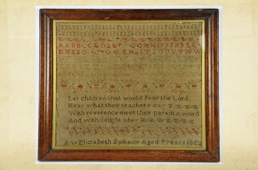 Ann Elizabeth Epitaux embroidered sampler 